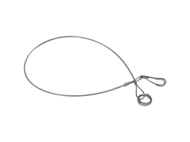 Sikkerhedswire, plastbelagt med ring og karabinhage, rød